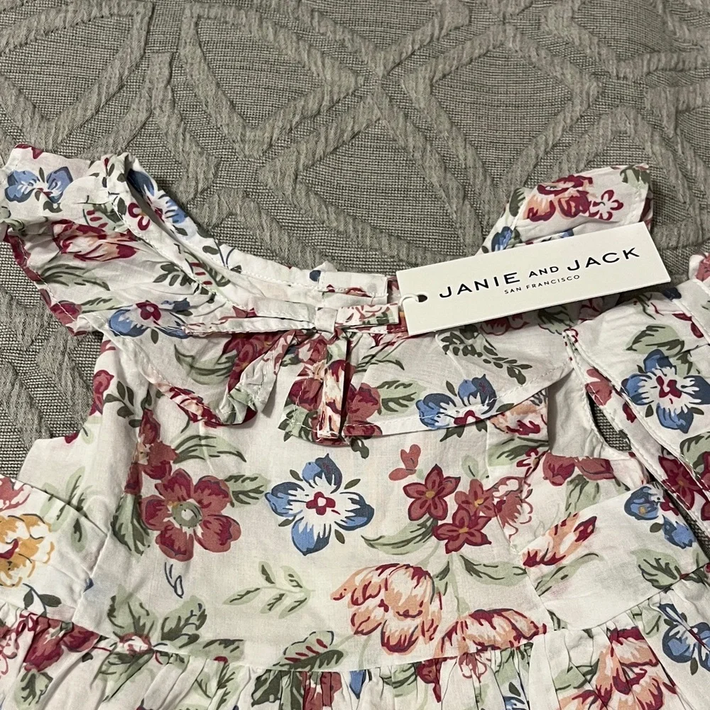 Janie and Jack White Floral Sundress with Matching Hat